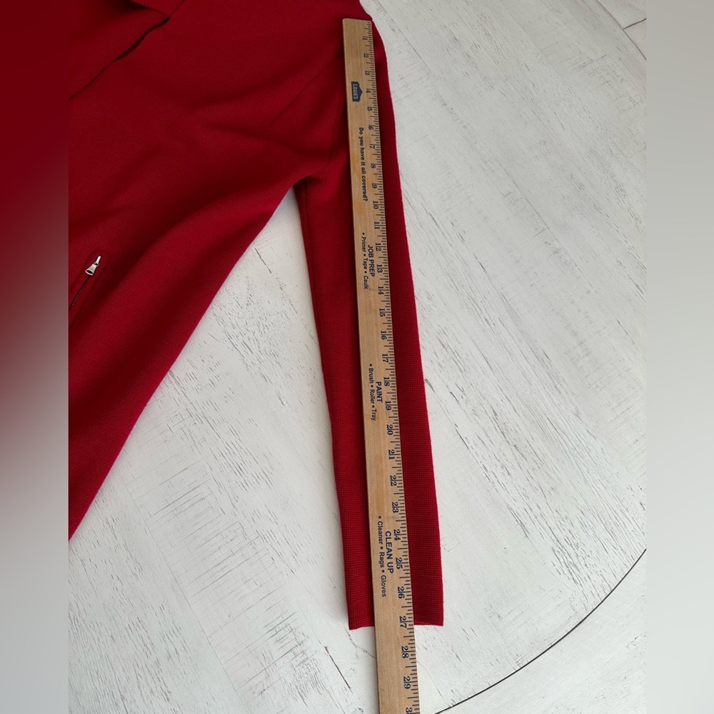 Talbots 100% Merino Wool Long Knit Open Concept Cardigan Red Zip Pockets Size XS - Picture 7 of 7